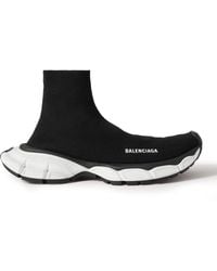 Balenciaga - 3xl Sock Logo-print Stretch-knit Slip-on Sneakers - Lyst