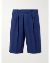 Massimo Alba - Cliff Straight-Leg Pleated Cotton Bermuda Shorts - Lyst