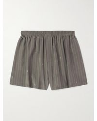 Saint Laurent - Straight-Leg Logo-Print Pinstriped Silk Shorts - Lyst