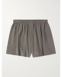 Saint Laurent - Straight-Leg Logo-Print Pinstriped Silk Shorts - Lyst