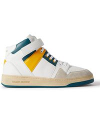 Saint Laurent - Lax Colour-block Leather And Suede High-top Sneakers - Lyst