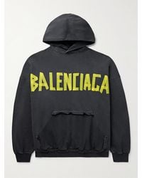 Balenciaga - Tape Type Oversized Distressed Logo-print Cotton-jersey Hoodie - Lyst