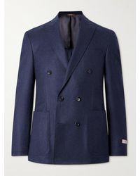 Canali - Kei Unstructured Double-breasted 120s Wool-flannel Suit Jacket - Lyst