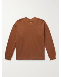 Nicholas Daley Garment-dyed Waffle-knit Stretch-cotton Sweatshirt - Orange