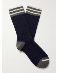 Brunello Cucinelli - Striped Ribbed Cashmere Socks - Lyst