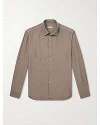 Canali - Garment-Dyed Cotton And Silk-Blend Shirt - Lyst