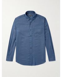 Tom Ford - Button-Down Collar Garment-Dyed Lyocell Shirt - Lyst