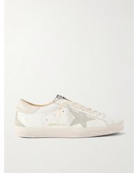 Golden Goose - Super-Star Distressed Suede-Trimmed Leather Sneakers - Lyst
