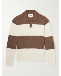 Corridor NYC - Striped Woven Brushed Alpaca-Blend Polo Sweater - Lyst