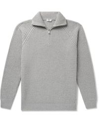 Ghiaia - Ribbed Wool Half-zip Sweater - Lyst