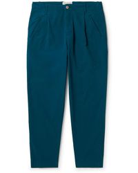 Folk - Assembly Tapered Cropped Pleated Cotton Trousers - Lyst