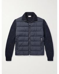 Moncler - Leather-trimmed Quilted Shell And Ribbed Cotton And Wool-blend Down Jacket - Lyst
