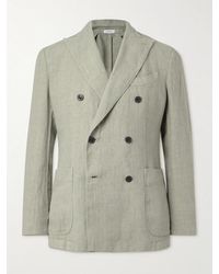 Boglioli - Double-Breasted Garment-Dyed Linen Suit Jacket - Lyst