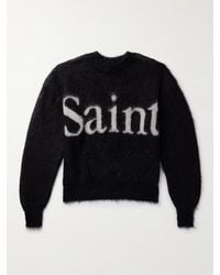 SAINT Mxxxxxx - Logo-jacquard Brushed Mohair-blend Sweater - Lyst