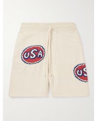 CHERRY LA - Straight-leg Logo-intarsia Organic Cotton Shorts - Lyst