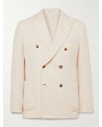 Boglioli - Double-Breasted Garment-Dyed Cotton And Linen-Blend Blazer - Lyst