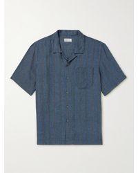 Universal Works - Road Camp-collar Embroidered Linen Shirt - Lyst