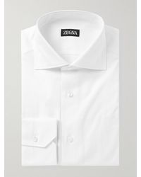 ZEGNA - Cutaway-Collar Cotton-Piqué Shirt - Lyst