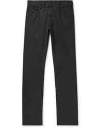Canali - Slim-fit Straight-leg Garment-dyed Cotton-blend Twill Trousers - Lyst