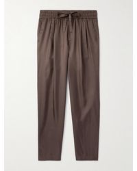 Dolce & Gabbana - Tapered Pleated Silk-Twill Drawstring Suit Trousers - Lyst