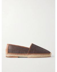 Brunello Cucinelli - Leather-Trimmed Woven Raffia Espadrilles - Lyst