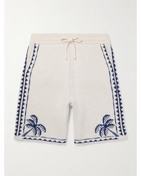 Alanui - Straight-leg Jacquard-knit Cotton And Linen-blend Drawstring Bermuda Shorts - Lyst