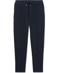 Altea - Aaron Straight-Leg Linen Drawstring Trousers - Lyst