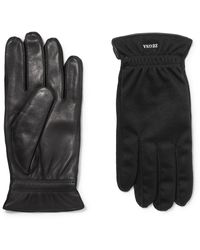 Zegna - Logo-flocked Cashmere And Leather Gloves - Lyst