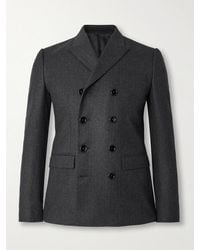 Celine - Slim-Fit Double-Breasted Pinstriped Brushed Wool-Twill Suit Jacket - Lyst
