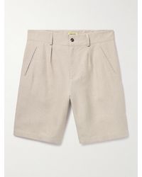 De Bonne Facture - Straight-leg Pleated Belgian Linen Bermuda Shorts - Lyst