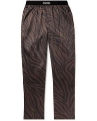 Tom Ford - Straight-leg Velvet-trimmed Printed Silk-blend Pyjama Trousers - Lyst