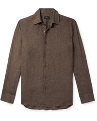 Brioni - Button-Down Collar Linen Shirt - Lyst