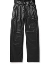 Amiri - Straight-leg Pleated Faux Leather Trousers - Lyst