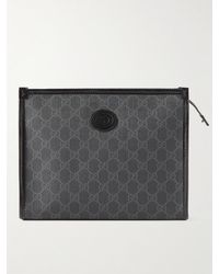 Gucci - Leather-Trimmed Monogrammed Coated-Canvas Pouch - Lyst