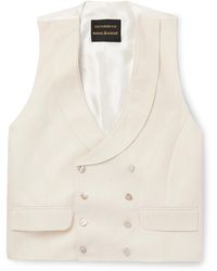 Favourbrook - Radwick Double-breasted Herringbone Linen And Silk-blend Waistcoat - Lyst