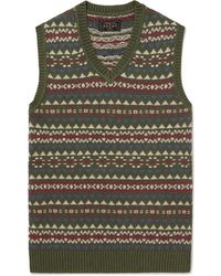 Beams Plus - Fair Isle Linen And Cotton-blend Sweater Vest - Lyst