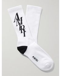 Amiri - Stack Logo-jacquard Ribbed Cotton-blend Socks - Lyst