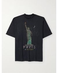 Balenciaga - Oversized Distressed Printed Cotton-jersey T-shirt - Lyst