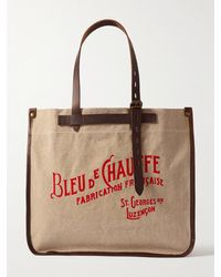 Bleu De Chauffe - Bazar Tote aus Baumwoll-Canvas mit Lederbesatz und Logoprint - Lyst
