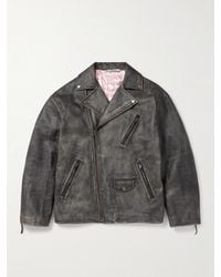 Acne Studios - Logo-Embossed Leather Biker Jacket - Lyst