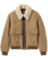 Tom Ford - Cropped Wool Jacket With Plush Shearling Collar - Lyst