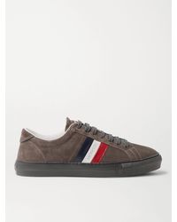 Moncler - New Monaco Suede And Leather Sneakers - Lyst