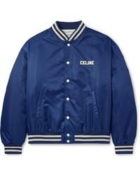 Celine - Logo-Appliquéd Striped Satin Bomber Jacket - Lyst