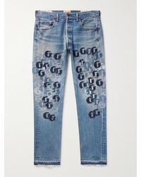 GALLERY DEPT. - Super G Straight-Leg Logo-Appliquéd Distressed Jeans - Lyst