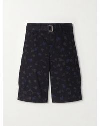 Sacai - Wide-leg Belted Floral-print Cotton-canvas Shorts - Lyst