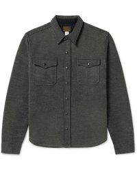 RRL - Ernest Striped Brushed Cotton-blend Shirt - Lyst