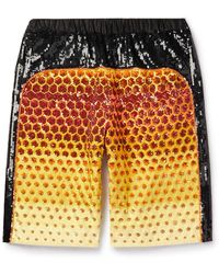 Dries Van Noten - Wide-leg Panelled Ombré Sequinned Cotton-canvas Shorts - Lyst