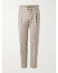 Incotex - Tapered Pleated Virgin Wool-Flannel Drawstring Trousers - Lyst