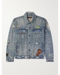 Amiri - Vintage Pegasus Embellished Distressed Paint-Splattered Denim Trucker Jacket - Lyst