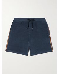 Paul Smith - Gerade geschnittene Shorts aus Frottee aus einer Baumwollmischung mit Logoapplikation und Webband - Lyst